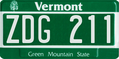 VT license plate ZDG211