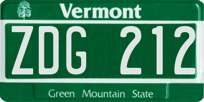 VT license plate ZDG212