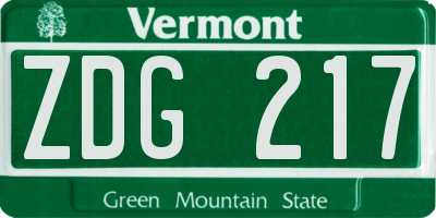 VT license plate ZDG217