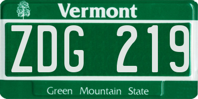 VT license plate ZDG219