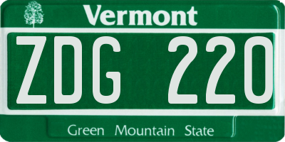 VT license plate ZDG220