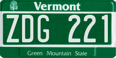 VT license plate ZDG221