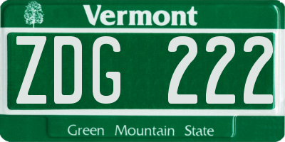 VT license plate ZDG222