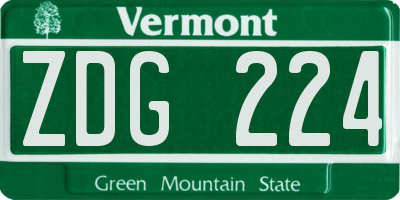 VT license plate ZDG224