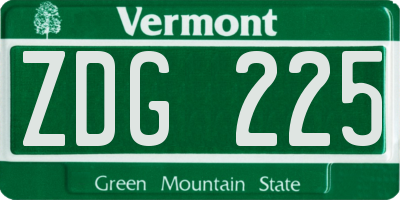 VT license plate ZDG225