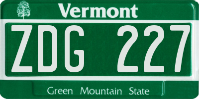 VT license plate ZDG227