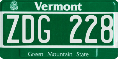 VT license plate ZDG228