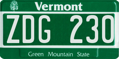 VT license plate ZDG230