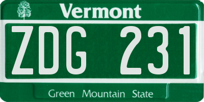 VT license plate ZDG231