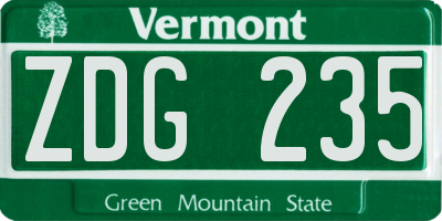VT license plate ZDG235