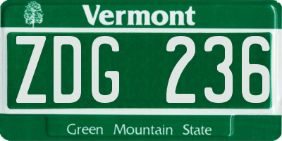 VT license plate ZDG236