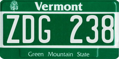 VT license plate ZDG238