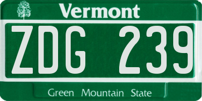 VT license plate ZDG239