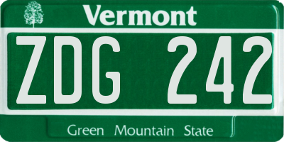 VT license plate ZDG242