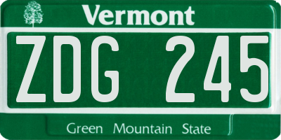 VT license plate ZDG245