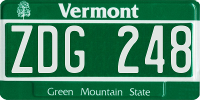 VT license plate ZDG248