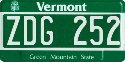 VT license plate ZDG252