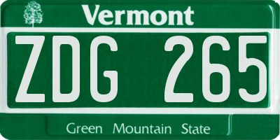 VT license plate ZDG265