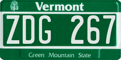 VT license plate ZDG267