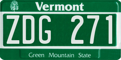 VT license plate ZDG271