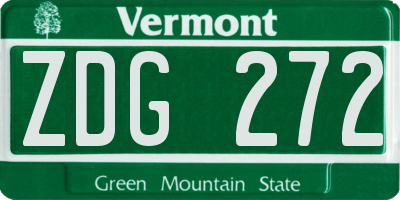 VT license plate ZDG272