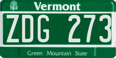 VT license plate ZDG273