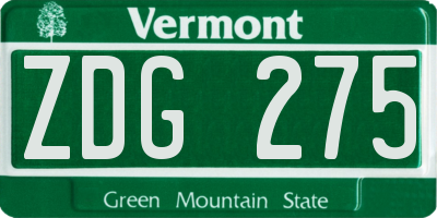 VT license plate ZDG275