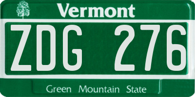 VT license plate ZDG276