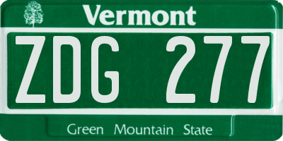 VT license plate ZDG277