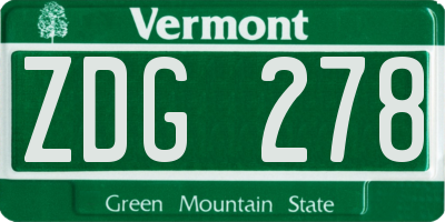 VT license plate ZDG278
