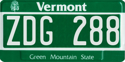 VT license plate ZDG288