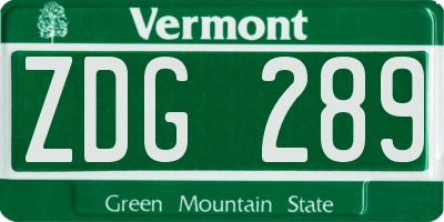 VT license plate ZDG289