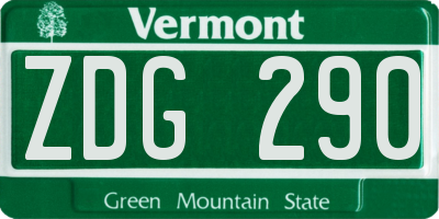 VT license plate ZDG290