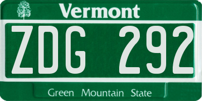 VT license plate ZDG292