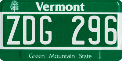 VT license plate ZDG296