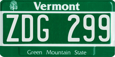 VT license plate ZDG299