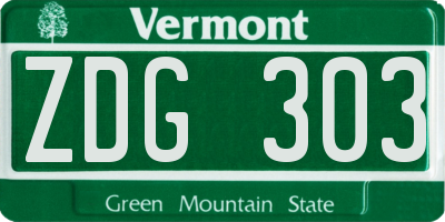 VT license plate ZDG303