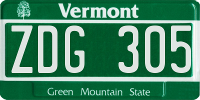 VT license plate ZDG305