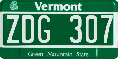 VT license plate ZDG307