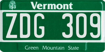 VT license plate ZDG309