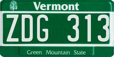 VT license plate ZDG313