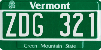 VT license plate ZDG321