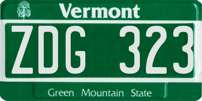 VT license plate ZDG323