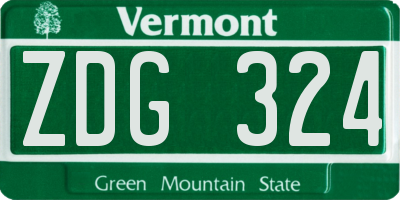 VT license plate ZDG324