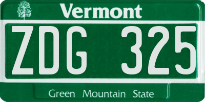 VT license plate ZDG325