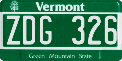 VT license plate ZDG326