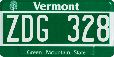 VT license plate ZDG328