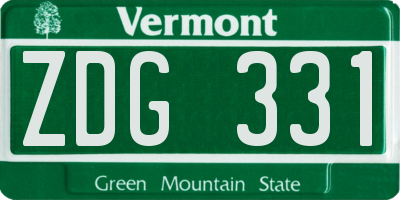 VT license plate ZDG331