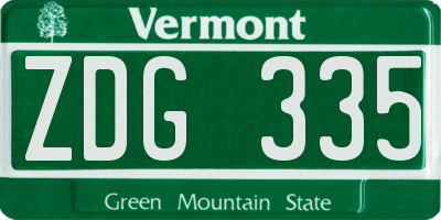 VT license plate ZDG335