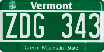 VT license plate ZDG343